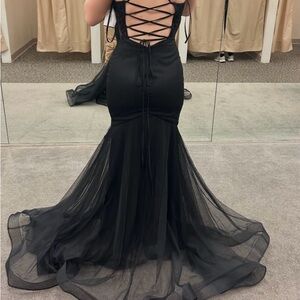 David's Bridal Black Backless Gown